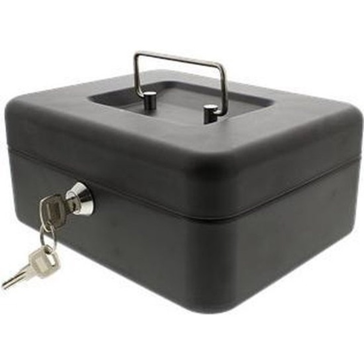 Seif metalic CARDSPLITTER, mare, negru, 16x20x9cm, cu 2 chei