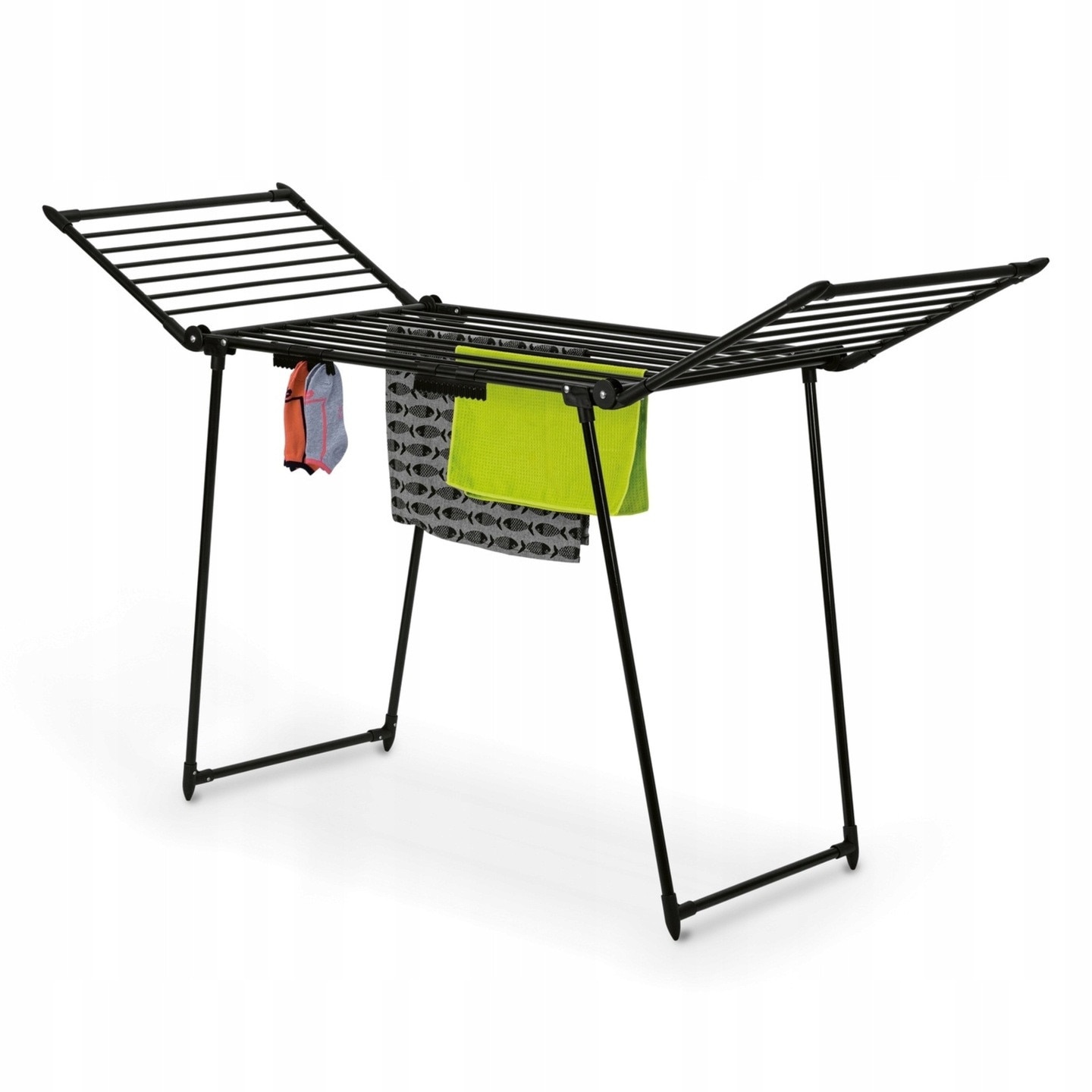 Uscător de rufe vertical, Xtech, niveluri, pliabil, negru