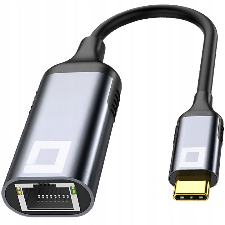 Adapter USB-C Ethernet Gigabit Co2 2,5 Gbps, aluminiu, space gray, 24cm