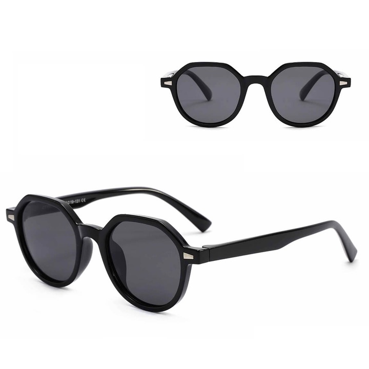 Ochelari de soare copii, Stylion, polari, negri, 5-8 ani, set cu sac si servetel de curatare