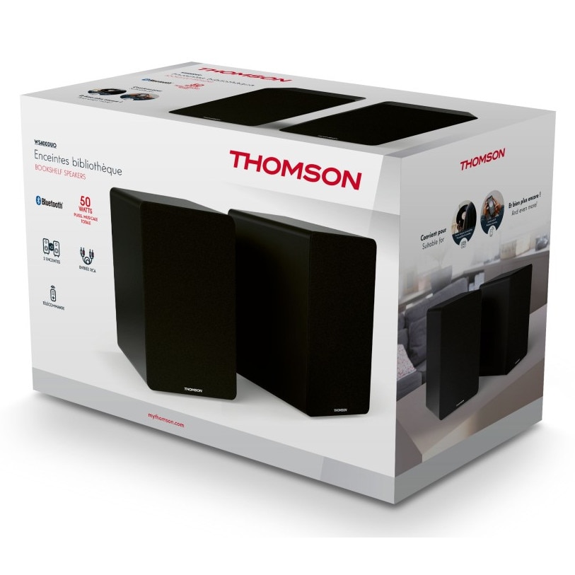 Set 2 boxe active stereo Thomson, Bluetooth, 50W, 15x17x22cm