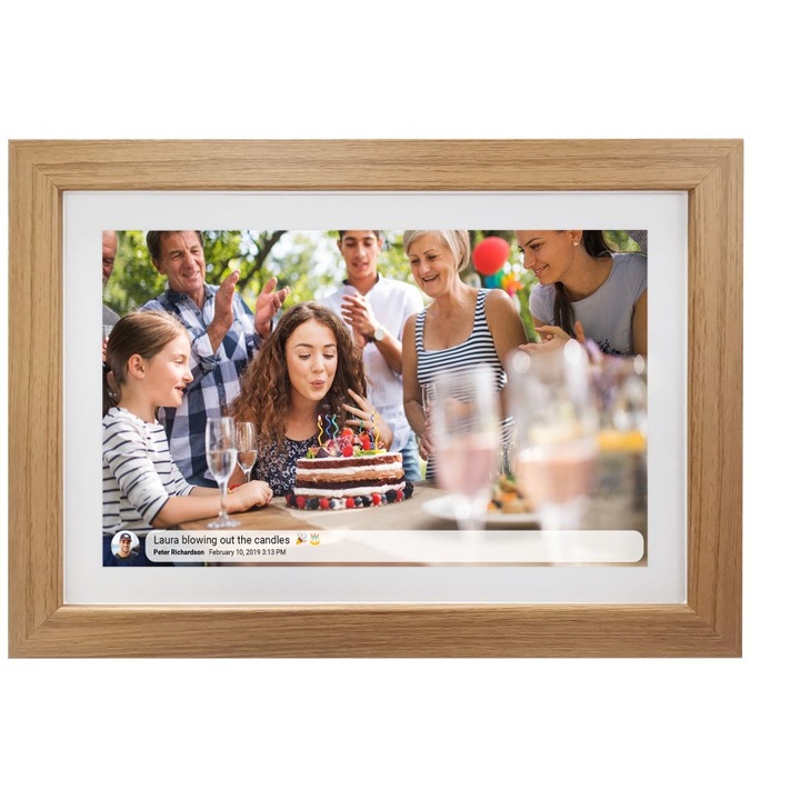 Цифрова фоторамка FULL HD FRAMEO Wi-Fi Сензорен екран IPS 15 "6" 16GB Denver PFF-1543LW светло дърво, Denver