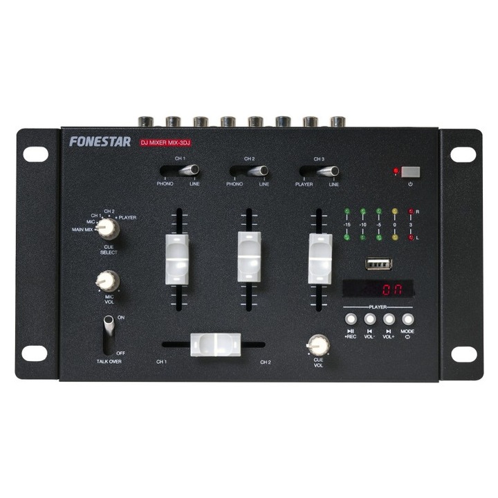 DJ миксер Fonestar MIX-3DJ, 3 стерео канала, Bluetooth, 235x135x55см