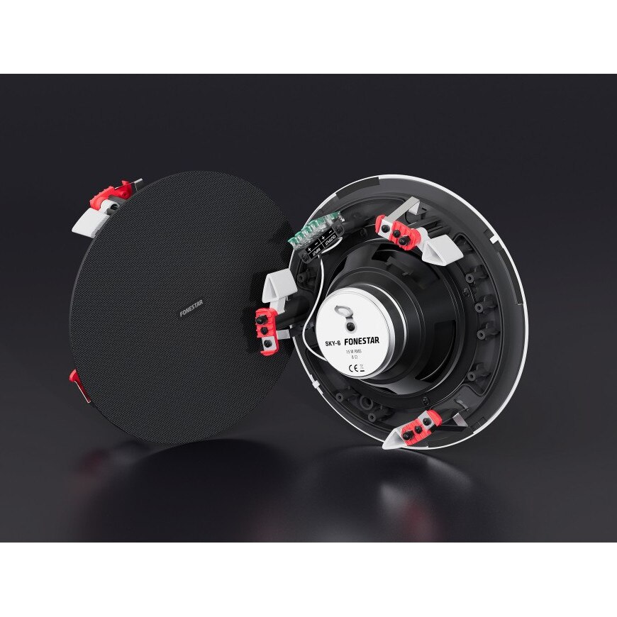Boxa rotunda de instalare, Fonestar, 6", 15W, alb, rezistenta la apa