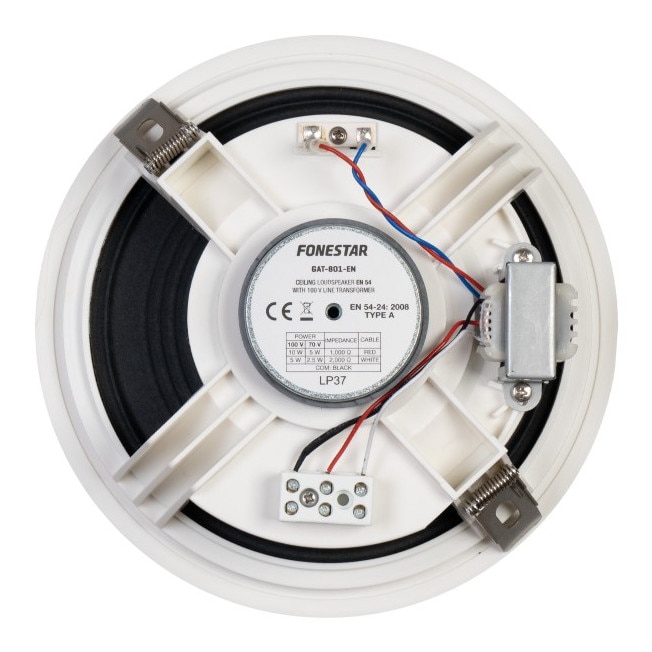 Boxa incorporabila rotunda, Fonestar, 8'', 100 V, alb, putere 10 W RMS, adancime 106 mm