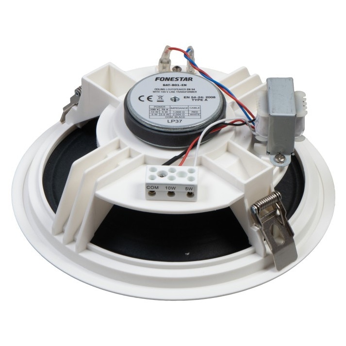 Boxa incorporabila rotunda, Fonestar, 8'', 100 V, alb, putere 10 W RMS, adancime 106 mm