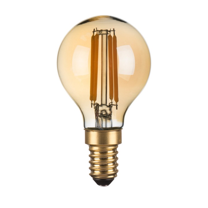 LED izzó E14 DIMM Amber 4W 2200K, Italux, retró dizájn, átlátszó, 7,8x4,5cm