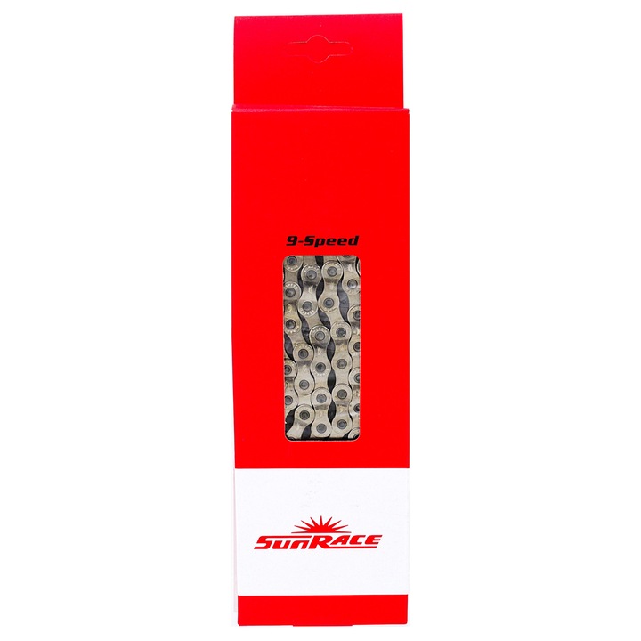 Велосипедна верига Sunrace 9-скоростна 1/2'' x 11/128'' 116 звена, сива