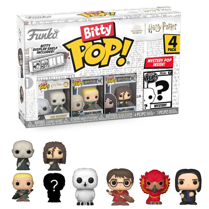 Фигурка Funko Bitty POP - Волдемор, Доби, комплект от 4 фигурки, 2.5 см, многоцветна