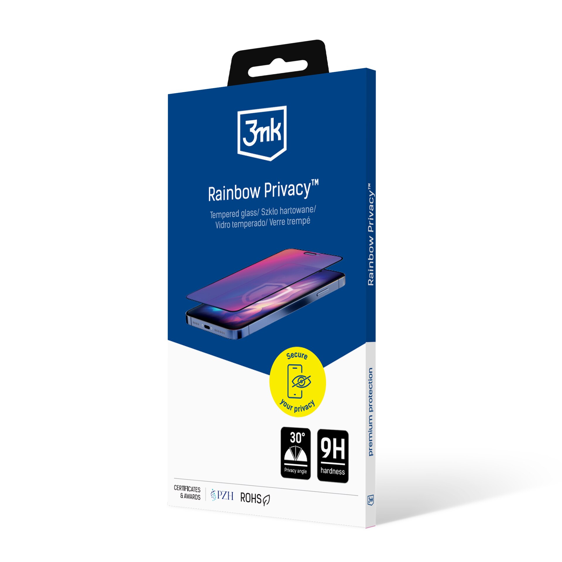 Folie protectie telefon 3mk Rainbow Privacy, efect arc-en-ciel, durabilitate 9H, pentru Iphone 16 Pro Max