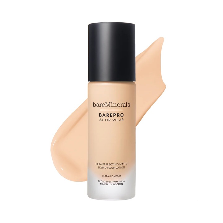 Fond de ten lichid cu acoperire completa si finisaj mat, Bare Minerals BarePro 24H Wear SPF20, Fair 10 Warm, 30 ml
