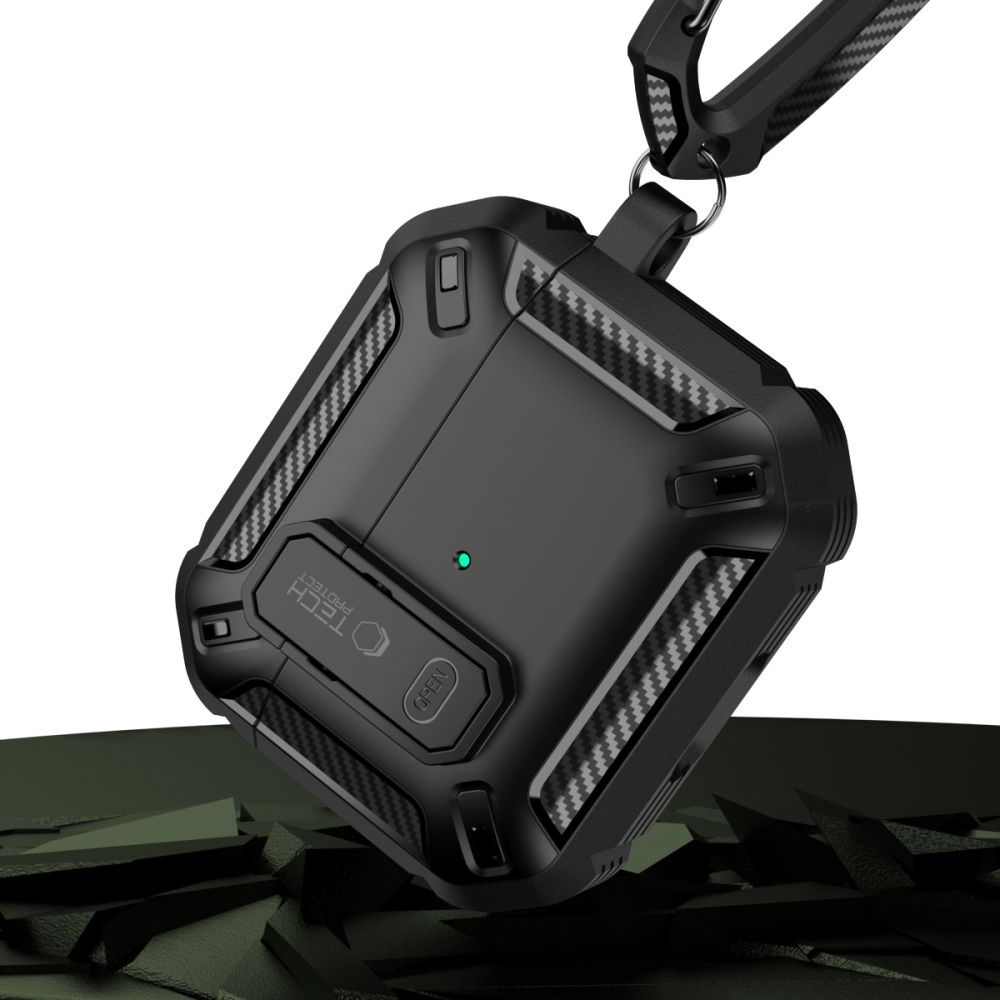 Carcasa Tech-Protect X-CARBON compatibila cu Apple AirPods Pro / Pro 2 Black