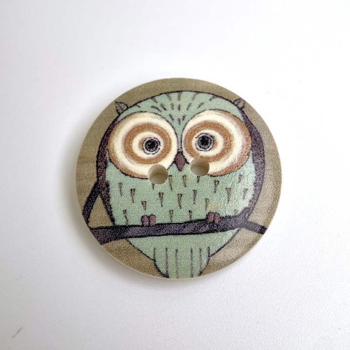 Set 6 nasturi bufnita, Lemn, 30mm, Multicolor