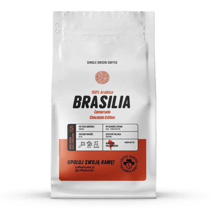 Cafea Brasilia Cemorrado Chocolate Edition 1000g, COFFEE HUNTER, csokoládé, karamell, méz, dió aromák