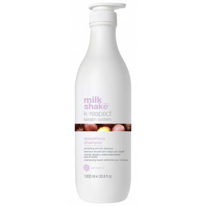 Sampon Anti-Frizz cu keratina si uleiuri organice, Milk Shake K-Respect Smoothing, 1000 ml