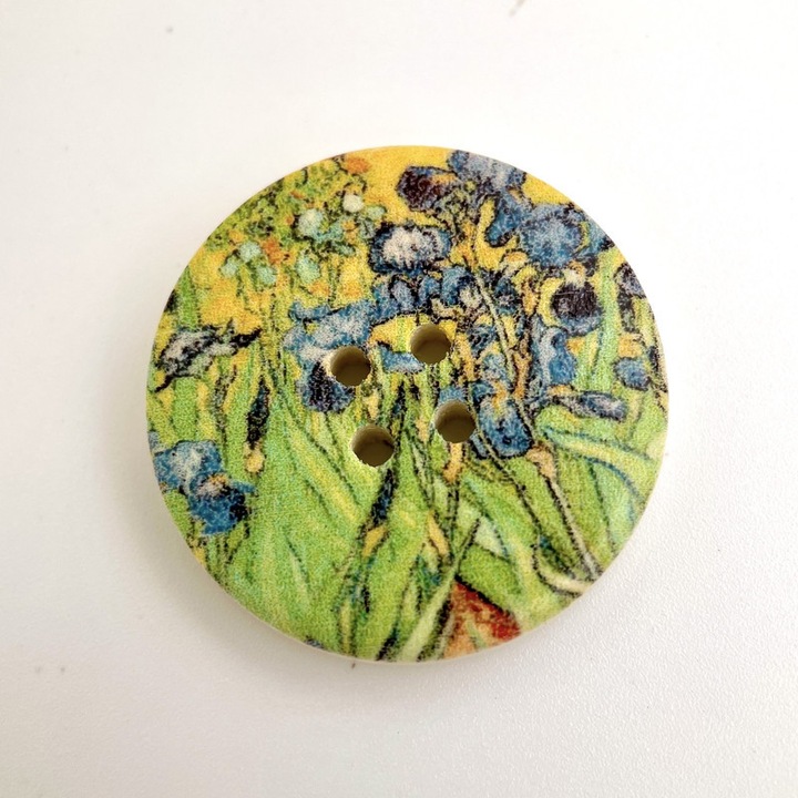 Set 6 nasturi decorativi, Lemn, 4 Gauri, 30mm, Multicolor