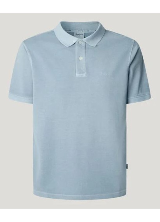 Tricou polo Pepe Jeans, bumbac 100%, albastru ceresc, stil regular