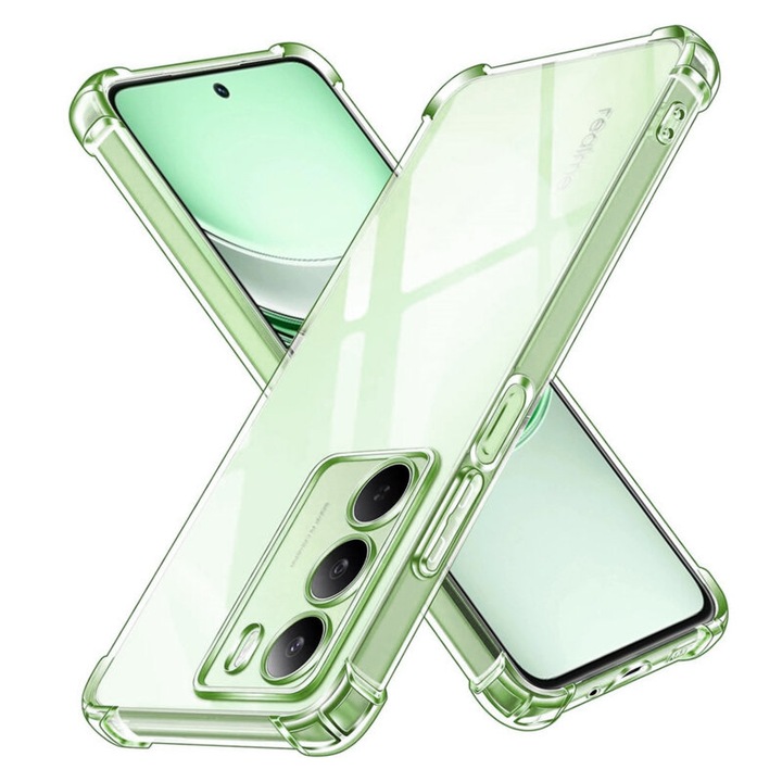 Силиконов калъф BestCase за Realme 14x 5G, Air-Cushion Technology, 1.5MM Anti Shock, Transparent