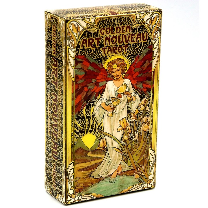 Carti de tarot Art Nouveau aurii, jocuri de masa, set pentru intalniri de familie