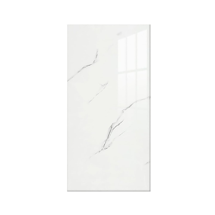Set 10 Placi Tapet, 60 x 30 cm, Grosime 1.5 mm, din PVC, Model Imitatie de Marmura, Suprafata acoperita 1.8 mp, Alb