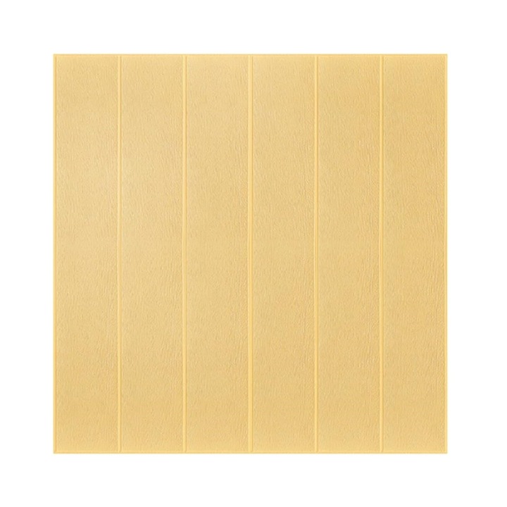 Set 10 Placi Tapet 3D, 70 x 70 cm, Grosime 3 mm, din Rasina, Tip Placi de Lemn, Suprafata Acoperita 4.9 mp, Crem Deschis