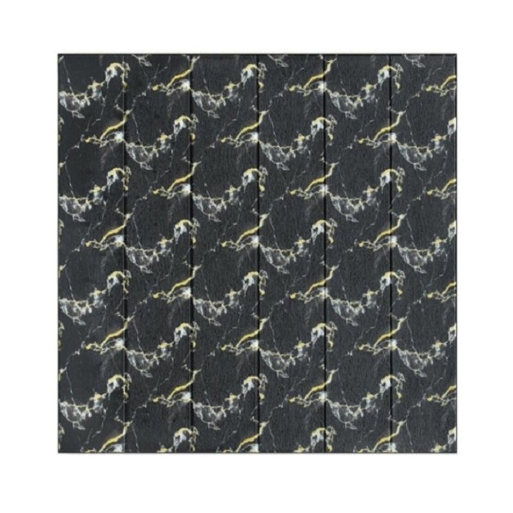 Set 10 Placi Tapet 3D, 70 x 70 cm, Grosime 3 mm, din Rasina, Tip Placi de Lemn, Suprafata Acoperita 4.9 mp, Negru