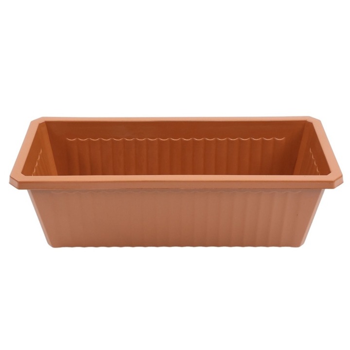Jardiniera din plastic Critex, Infinitty, interior / exterior, dreptunghiulara, teracota, 40 x 16.5 x 12.5 cm