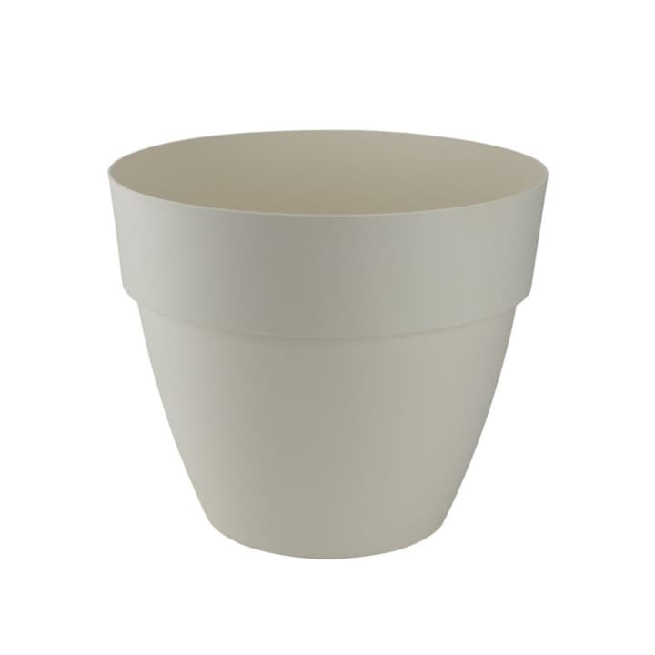 Ghiveci din plastic Gardena Lux, cu suport scurgere, interior / exterior, rotund, vanilie, 30 x 26 cm