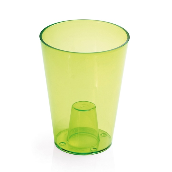 Masca ghiveci orhidee Coubi Dus, rotunda, plastic, verde, D 13 cm