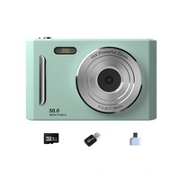 Aparat foto digital compact cu card de memorie de 32G, Bytelike, zoom 8x, doua camere fata si spate, 50 MP, fotografiere temporizata, ecran IPS de 2, 4”, Camera pentru elevi/incepatori, verde