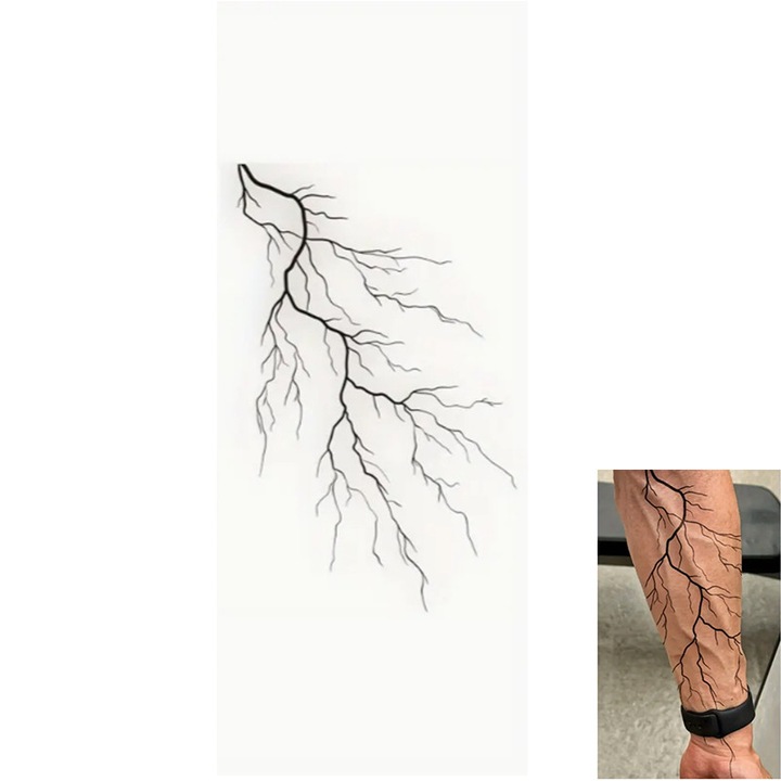 Tatuaj temporar negru, design venos realist, waterproof, 15x10.5cm