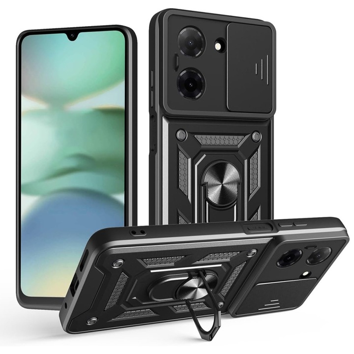 Husa pentru Xiaomi Redmi A5 4G (Standard), SKYDDAR INNOVATION, CamShield, Negru, set cu sticker