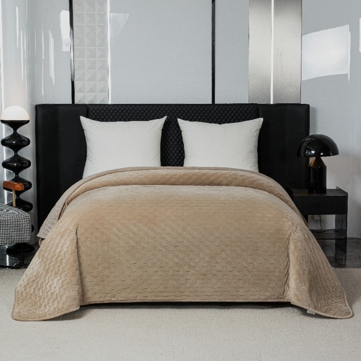 Елегантно покривало за легло 170x210 см с бежов бордюр