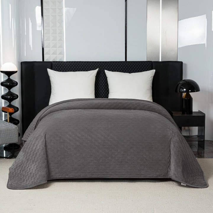 Cuvertura Eleganta 170x210 cm cu Bordura Gri Inchis