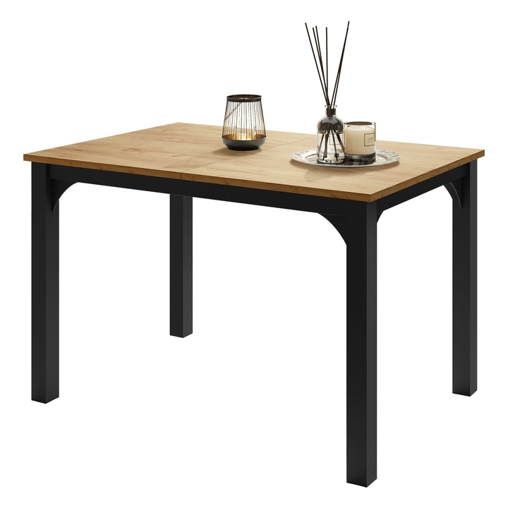 Masa extensibila Limaino 120, MIRJAN 24, negru / stejar craft auriu, 76x80x120 cm