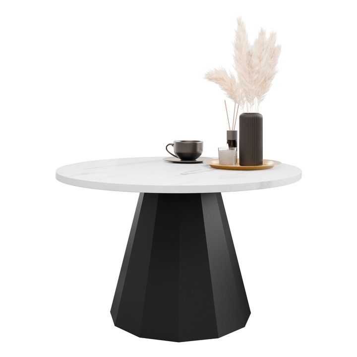 Masuta pentru cafea Monioul, MIRJAN 24, negru / marmura bianco, 45x75x75 cm