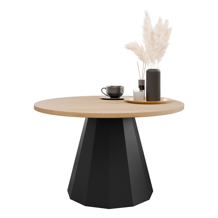 Masuta pentru cafea Monioul, MIRJAN 24, negru / stejar craft auriu, 45x75x75 cm