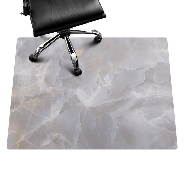 Protectie podea birou, Wallfluent, Valuri de marmura, Gri, 120x90 cm, 010250310020100282607