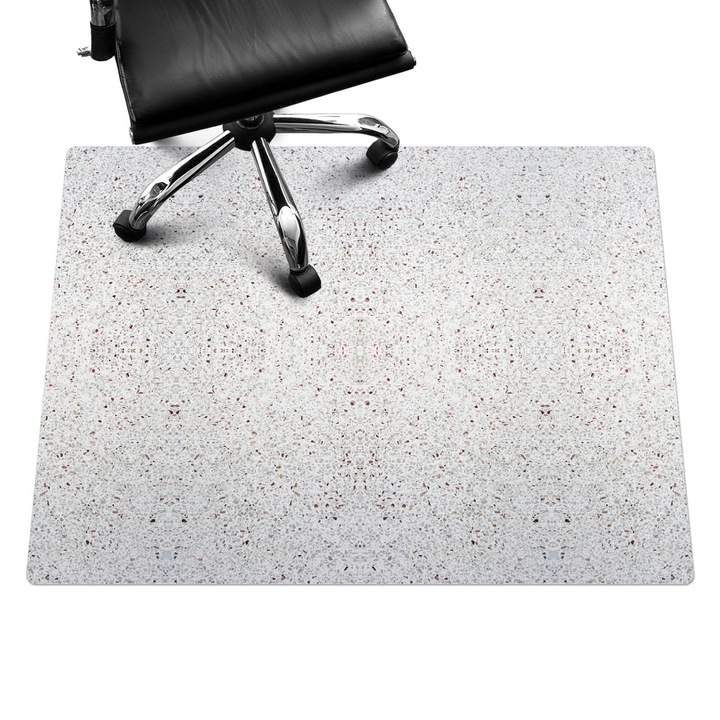 Protectie podea scaun birou, Wallfluent, Terrazzo simetric, Alb, 120x90 cm, 010250310020100057088