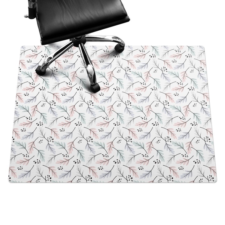 Protectie podea scaun, Wallfluent, Model de frunze pastel, Multicolor, 120x90 cm, 010250310020100033498