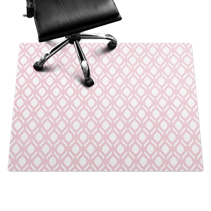 Protectie podea scaun birou, Wallfluent, Model retro geometric, Roz, 120x90 cm, 010250310020100033373