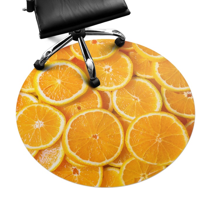Protectie podea scaun, Wallfluent, Felii de citrice, Portocaliu, fi100 cm, 010250310040000282814