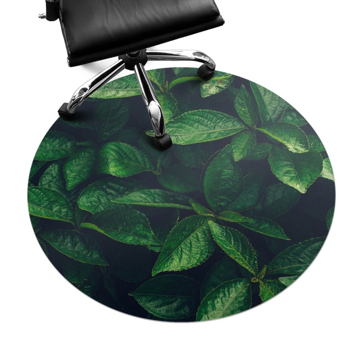 Protectie podea birou, Wallfluent, Frunze in desis, Verde, fi100 cm, 010250310040000282582