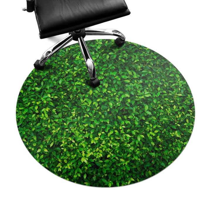 Protectie podea scaun birou, Wallfluent, Peretele cu frunze al naturii, Verde, fi100 cm, 010250310040000088534