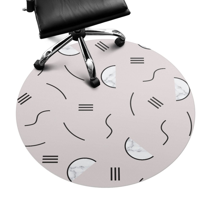 Protectie podea scaun, Wallfluent, Model geometric, Bej, fi100 cm, 010250310040000057155