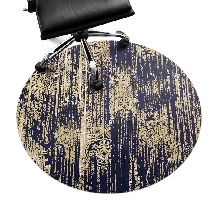 Protectie podea birou, Wallfluent, Ornamente verticale, Bleumarin, fi100 cm, 010250310040000029848