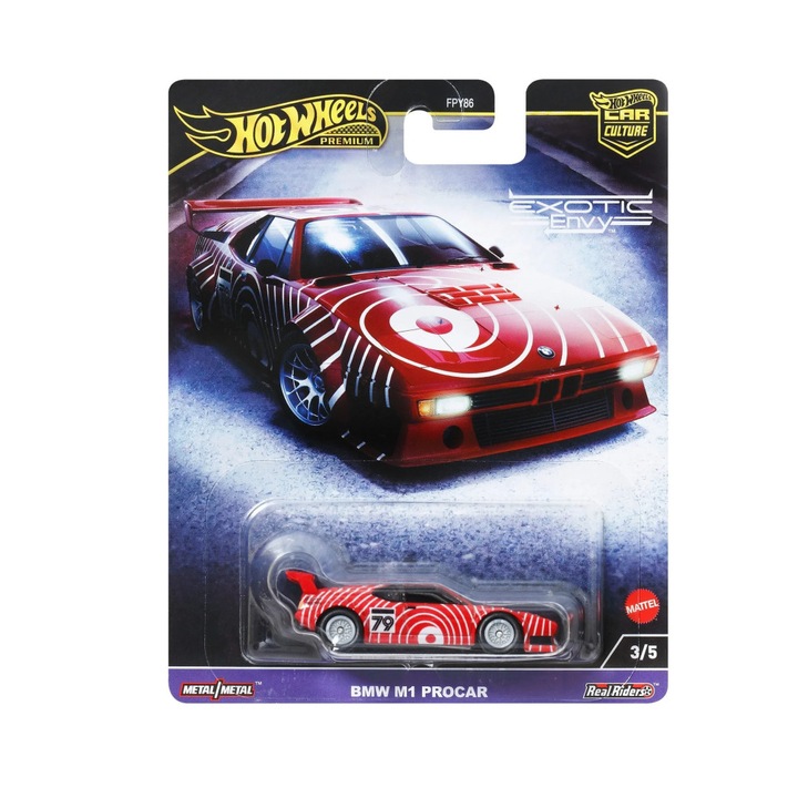 Hot Wheels BMW M1 Procar kisautó, fémből, 3+ éves kortól