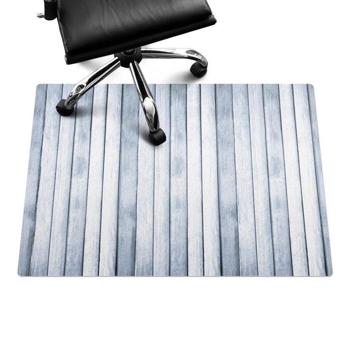 Protectie podea birou, Wallfluent, Scanduri de lemn pe verticala, Albastru, 100x70 cm, 010250310010100020193