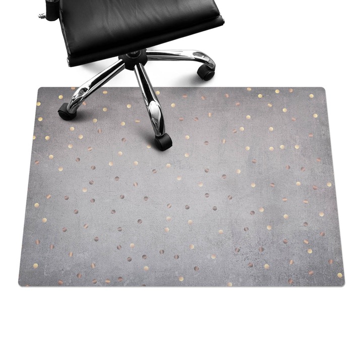 Protectie podea scaun, Wallfluent, Fundal cu puncte pastel, Gri, 100x70 cm, 010250310010100020187