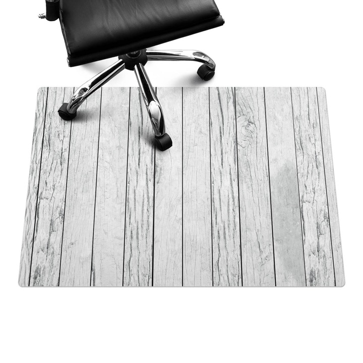 Protectie podea birou, Wallfluent, Scanduri de lemn pe verticala, Gri, 100x70 cm, 010250310010100030918